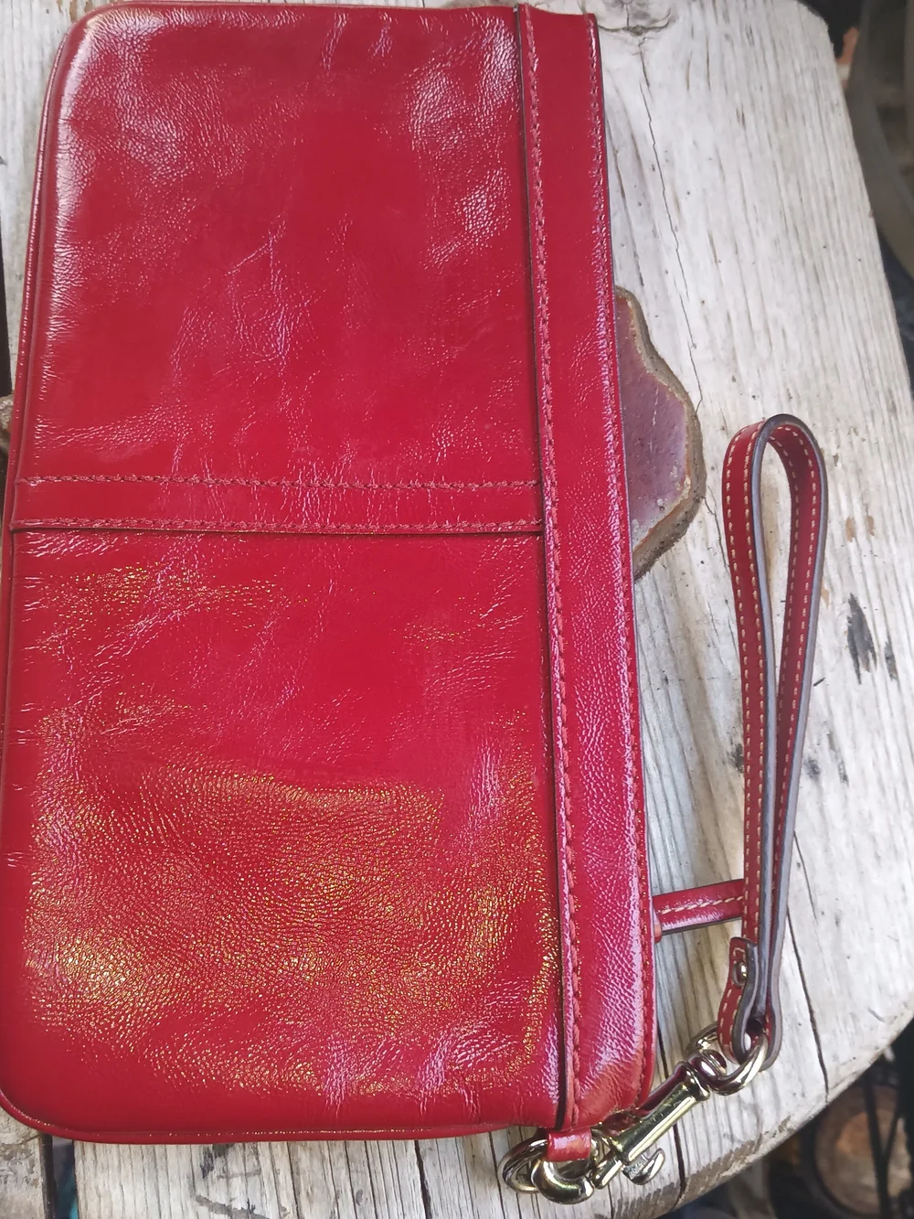 Coach Red Patent Leather Wristlet Clutch